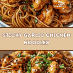 Sticky Garlic Chicken Noodles 🍜🧄