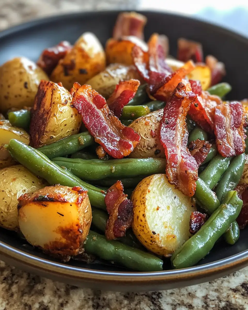 Hearty Country Ranch Green Beans and Potatoes with Bacon Recipe - Featured Image