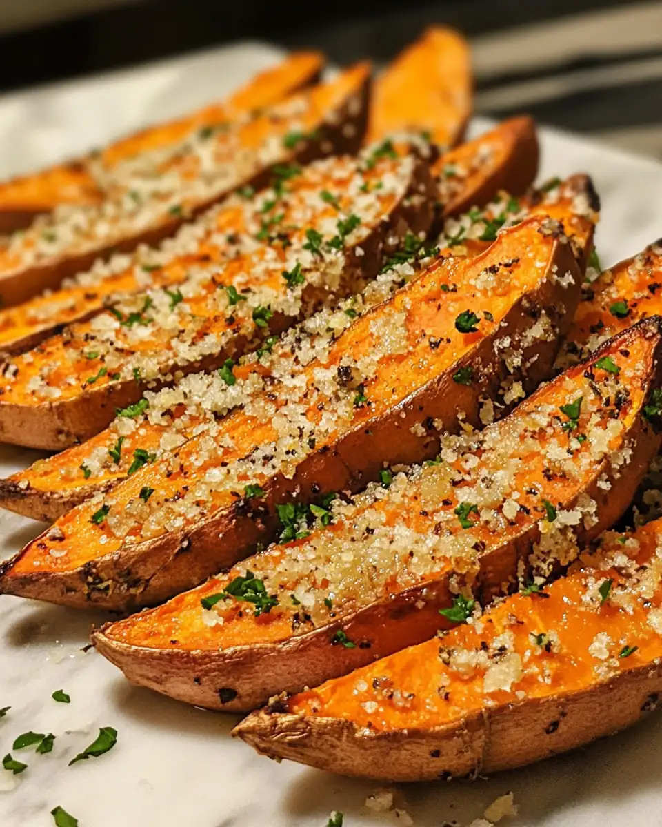 Crispy Garlic Parmesan Sweet Potato Wedges You Need to Try Tonight - Featured Image