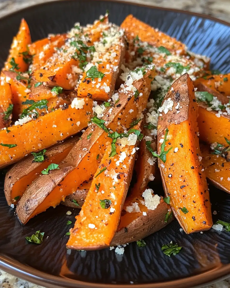 Irresistible Roasted Sweet Potatoes with Garlic and Parmesan Delight - Featured Image