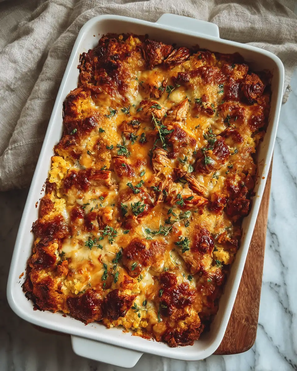 Irresistible BBQ Chicken and Cornbread Casserole Recipe You Need to Try - Featured Image