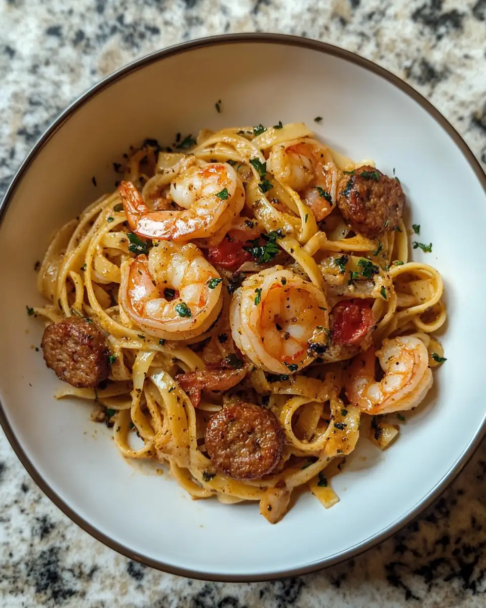 Indulge in Creamy Cajun Sausage and Shrimp Pasta Bliss