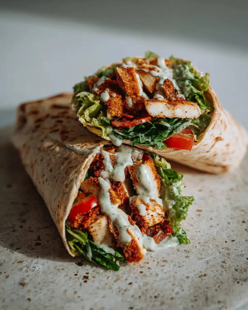 Final dish - Crunch Into Flavor with Crispy Chicken Caesar Tortilla Wraps