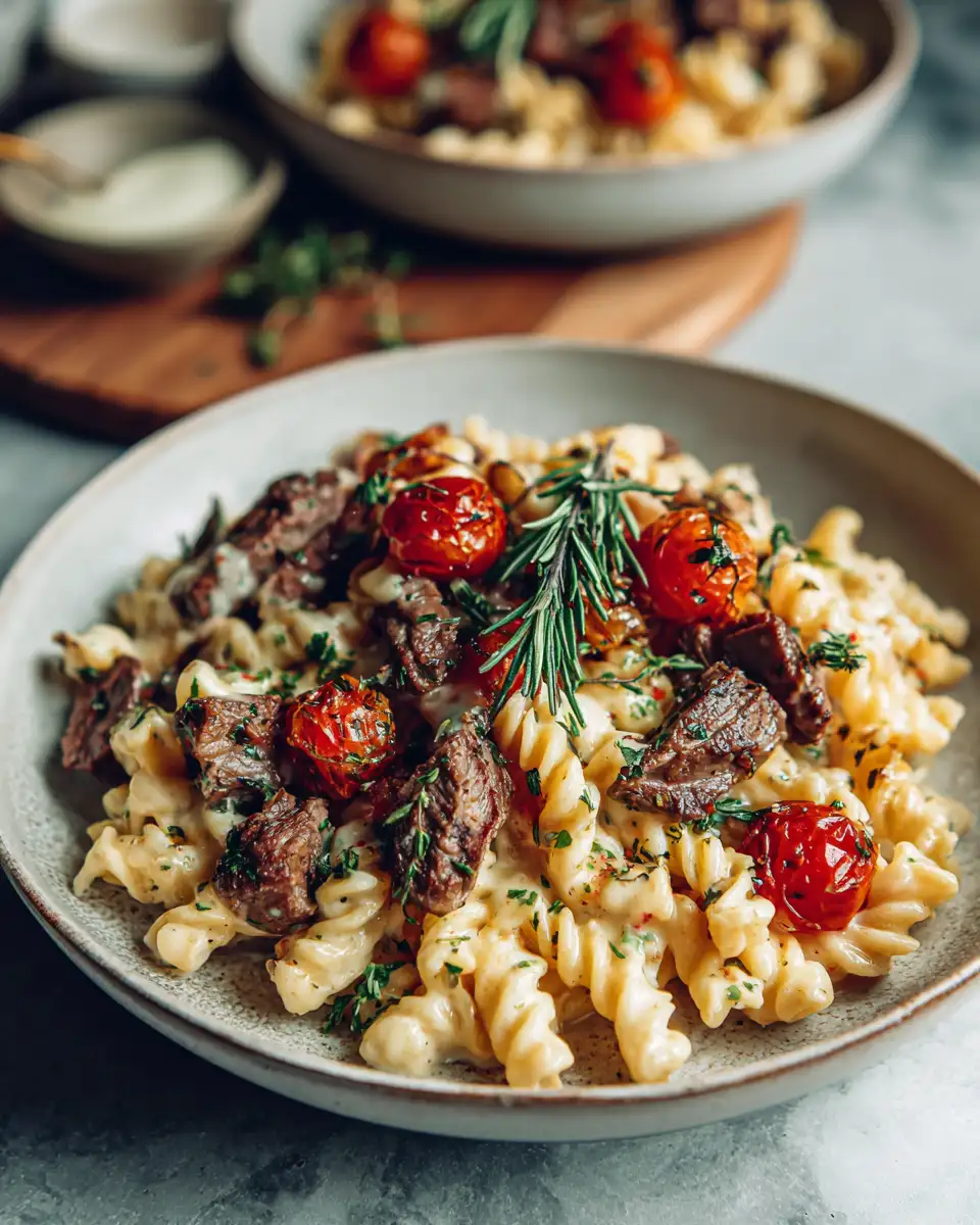 Garlic Herb Steak Pasta Bake That Will Steal Your Dinner Spotlight - Featured Image
