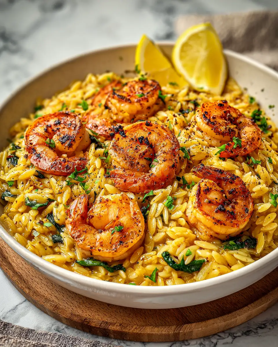 Zesty Lemon Garlic Shrimp Orzo Skillet Recipe for Easy Weeknight Dinner - Featured Image