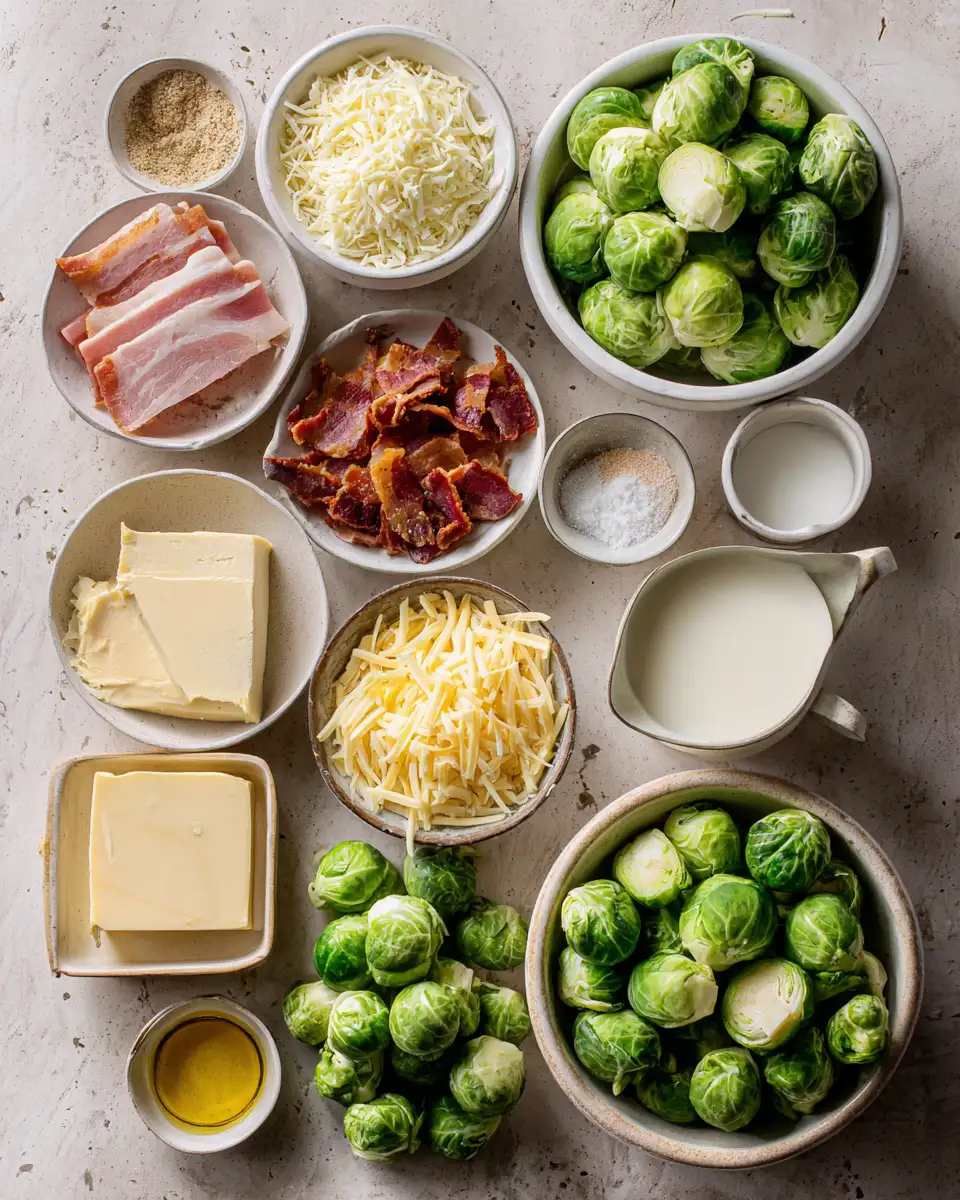 Ingredients for Irresistible Maple Bacon Brussels Sprouts Gratin Recipe That Will Wow Your Taste Buds