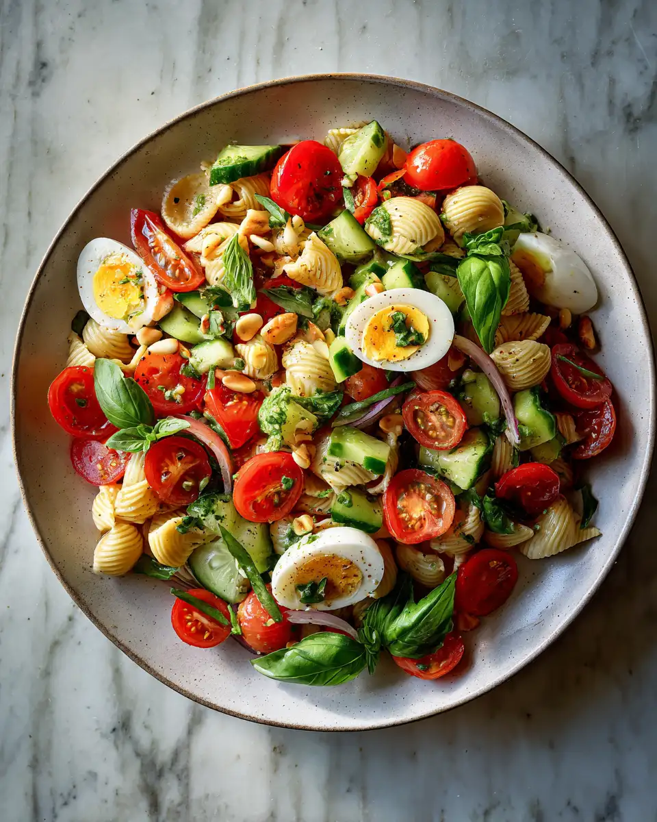 Final dish - Summer's Bounty: A Refreshing Caprese Pasta Salad Delight