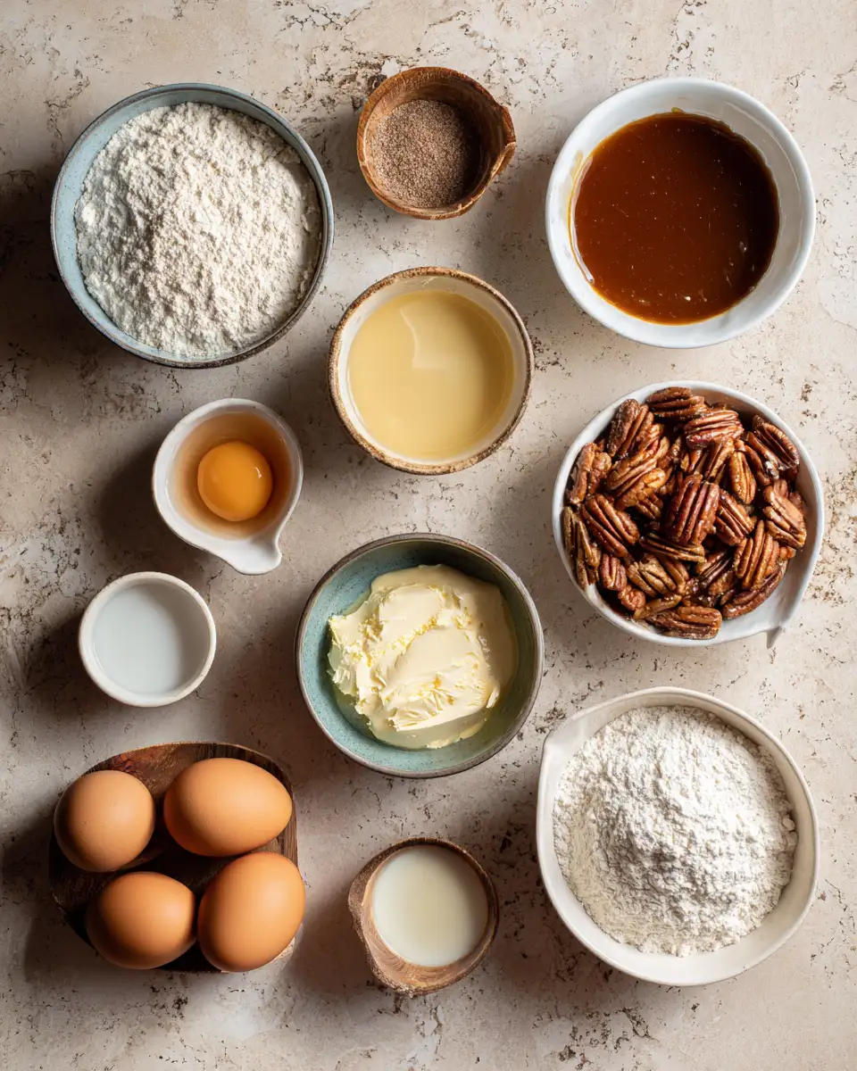 Ingredients for Indulge in Decadence: Caramel Pecan Cream Cheese Cake Delight