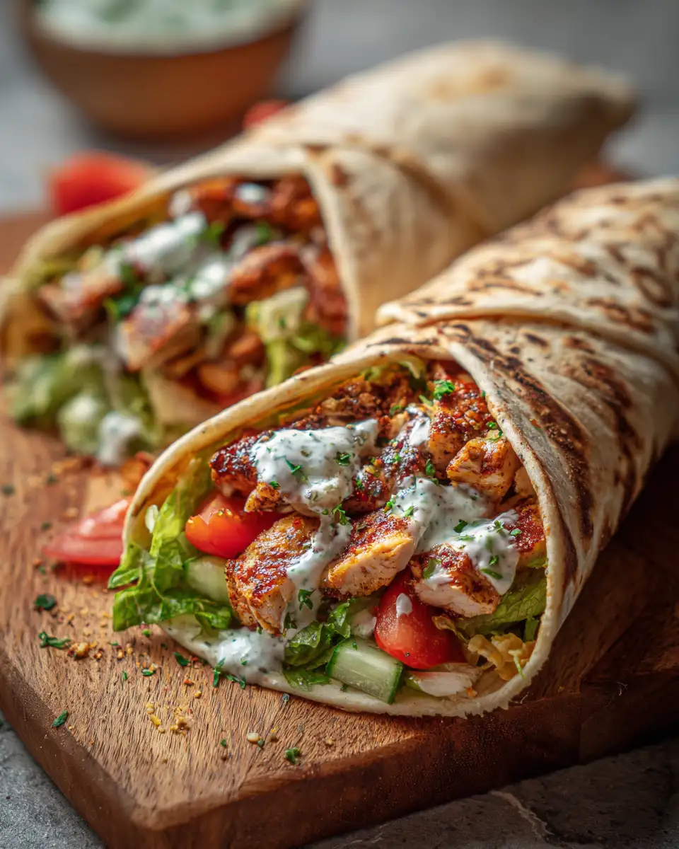 Final dish - Savor the Flavor: Irresistible Chicken Shawarma Wrap with Garlic Sauce