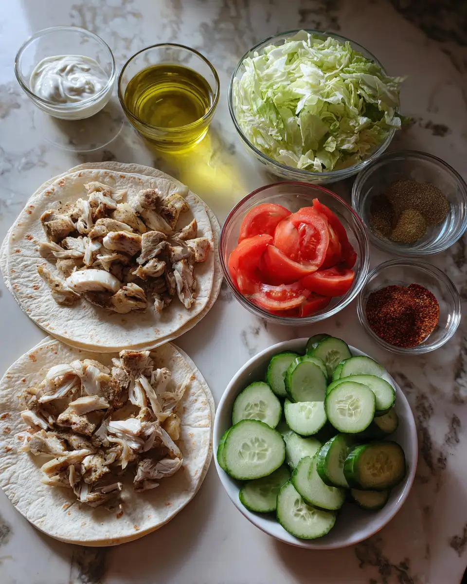 Ingredients for Savor the Flavor: Irresistible Chicken Shawarma Wrap with Garlic Sauce