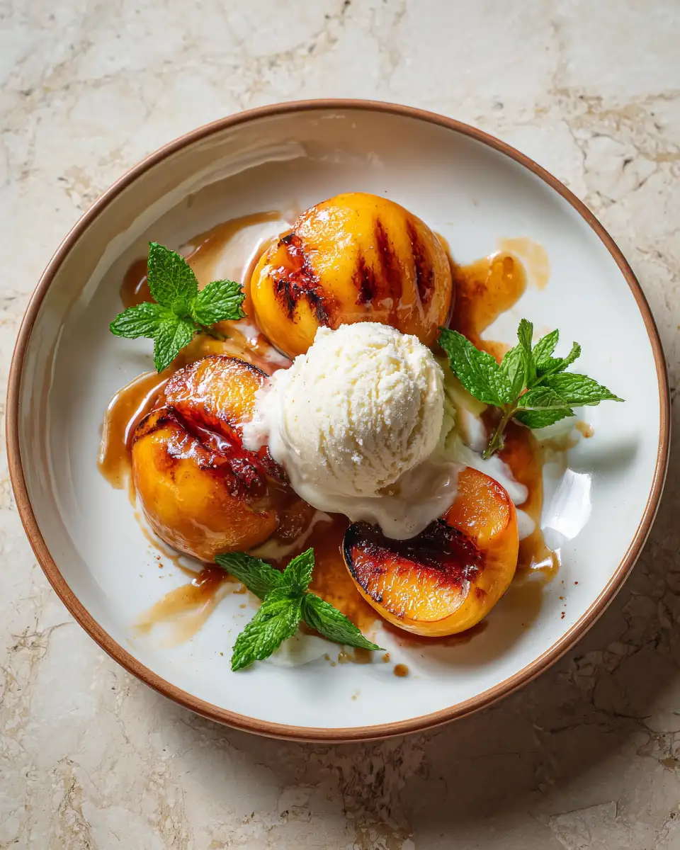 Final dish - Sweet Summer Bliss: Cinnamon Grilled Peaches with Vanilla Ice Cream