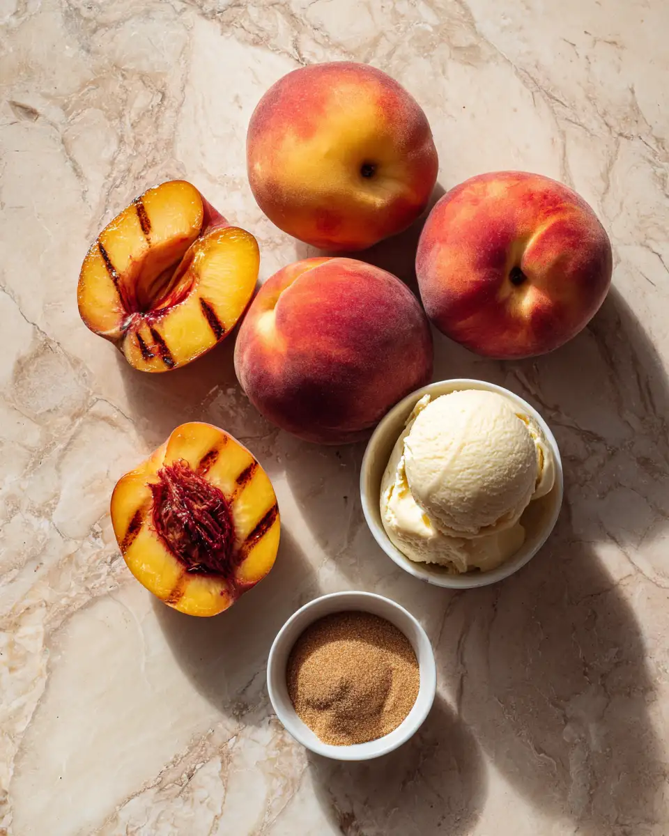 Ingredients for Sweet Summer Bliss: Cinnamon Grilled Peaches with Vanilla Ice Cream