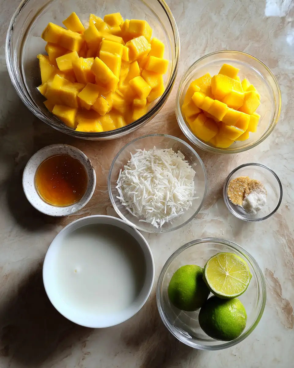 Ingredients for Tropical Bliss: Dive into Refreshing Coconut Mango Popsicles
