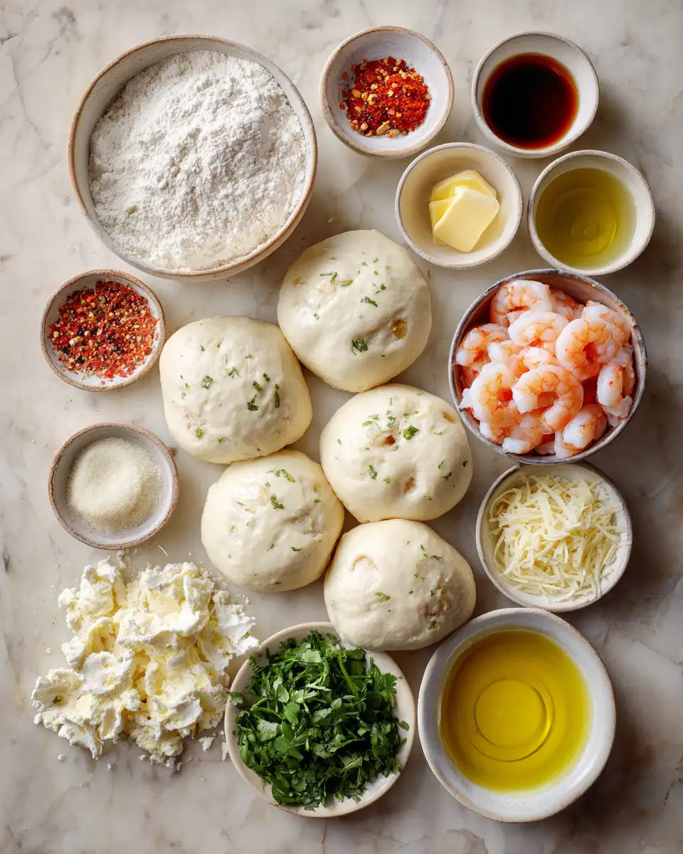 Ingredients for Irresistible Crabby Shrimp-Stuffed Garlic Bread Bombs: A Flavor Explosion