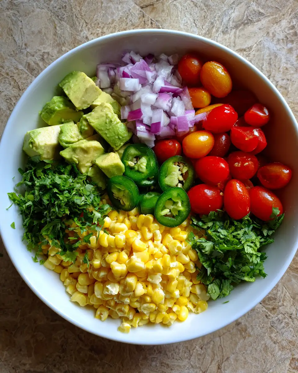Ingredients for Luscious Layers of Flavor in Creamy Avocado Corn Salad