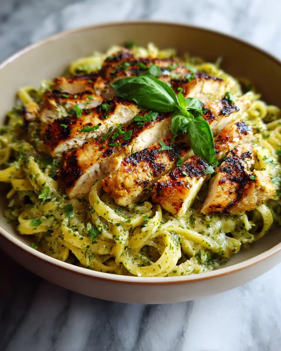 Final dish - Indulge in the Ultimate Creamy Pesto Chicken Pasta Delight
