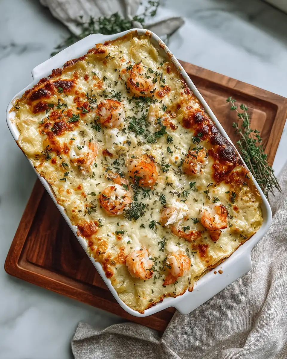 Final dish - Dive into Decadence with Creamy Shrimp & Crab Lasagna