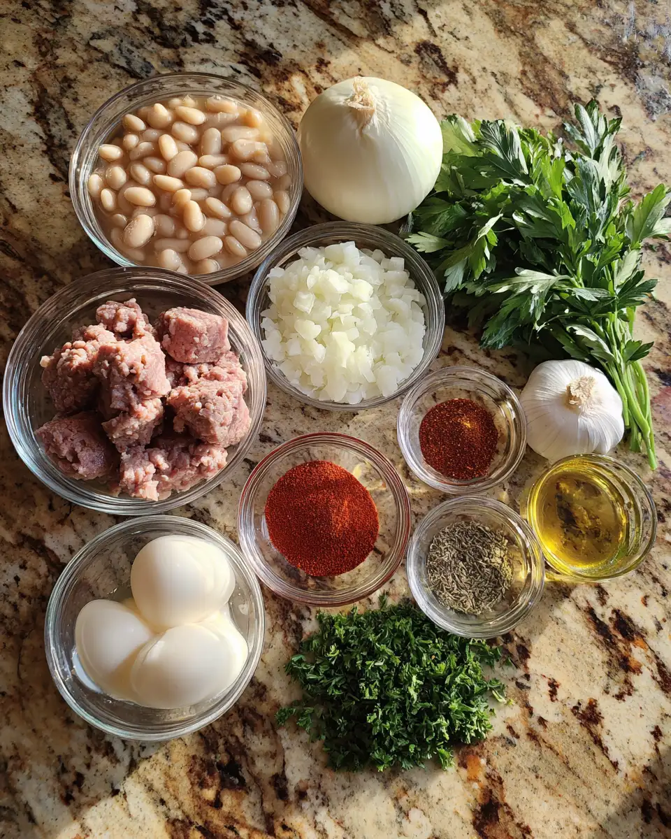 Ingredients for Comfort in a Bowl: Creamy White Bean Soup with Sausage