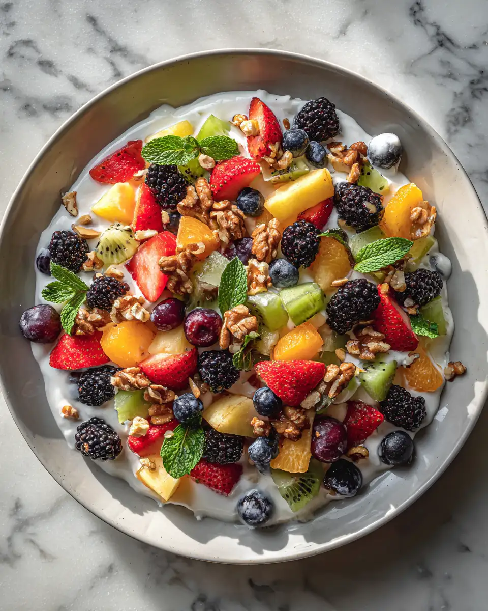 Final dish - Delight in Every Bite with Our Creamy Yogurt Fruit Salad Extravaganza