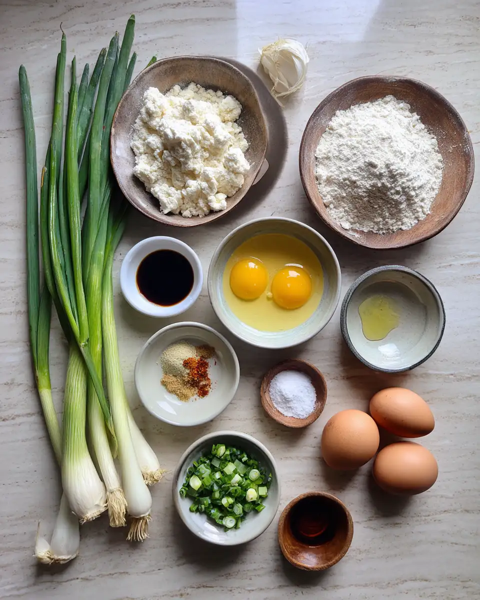 Ingredients for Ultimate Crispy Stuffed Scallion Pancakes Delight
