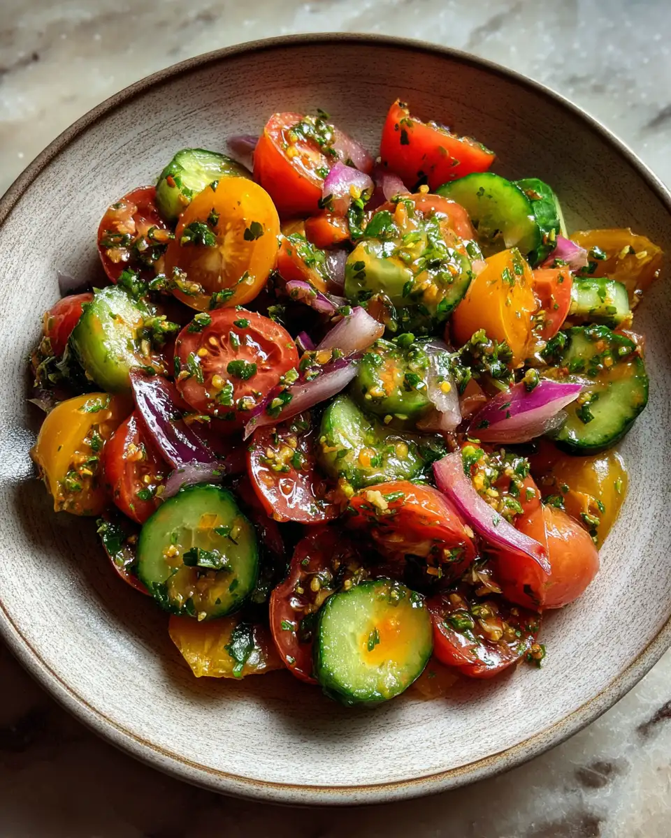 Final dish - Refreshing Summer Bliss Cucumber Tomato Salad Recipe