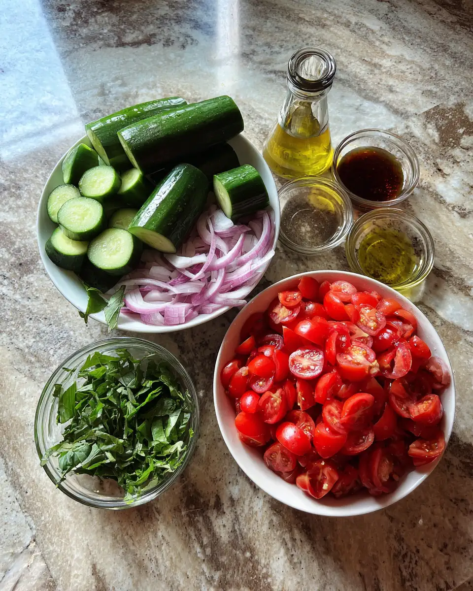 Ingredients for Refreshing Summer Bliss Cucumber Tomato Salad Recipe