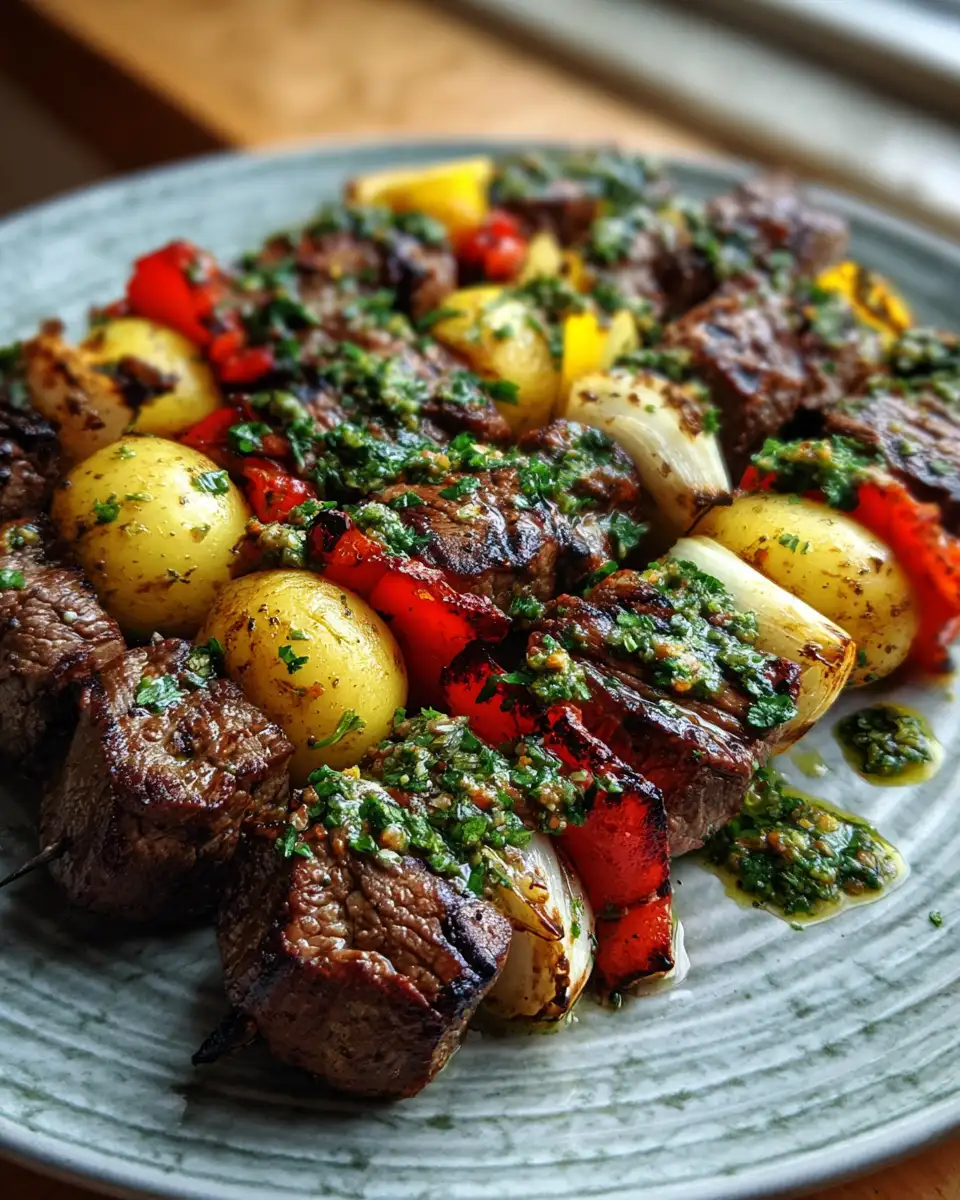 Final dish - Sizzle and Spice: Grilled Garlic Steak Kabobs with Chimichurri Magic