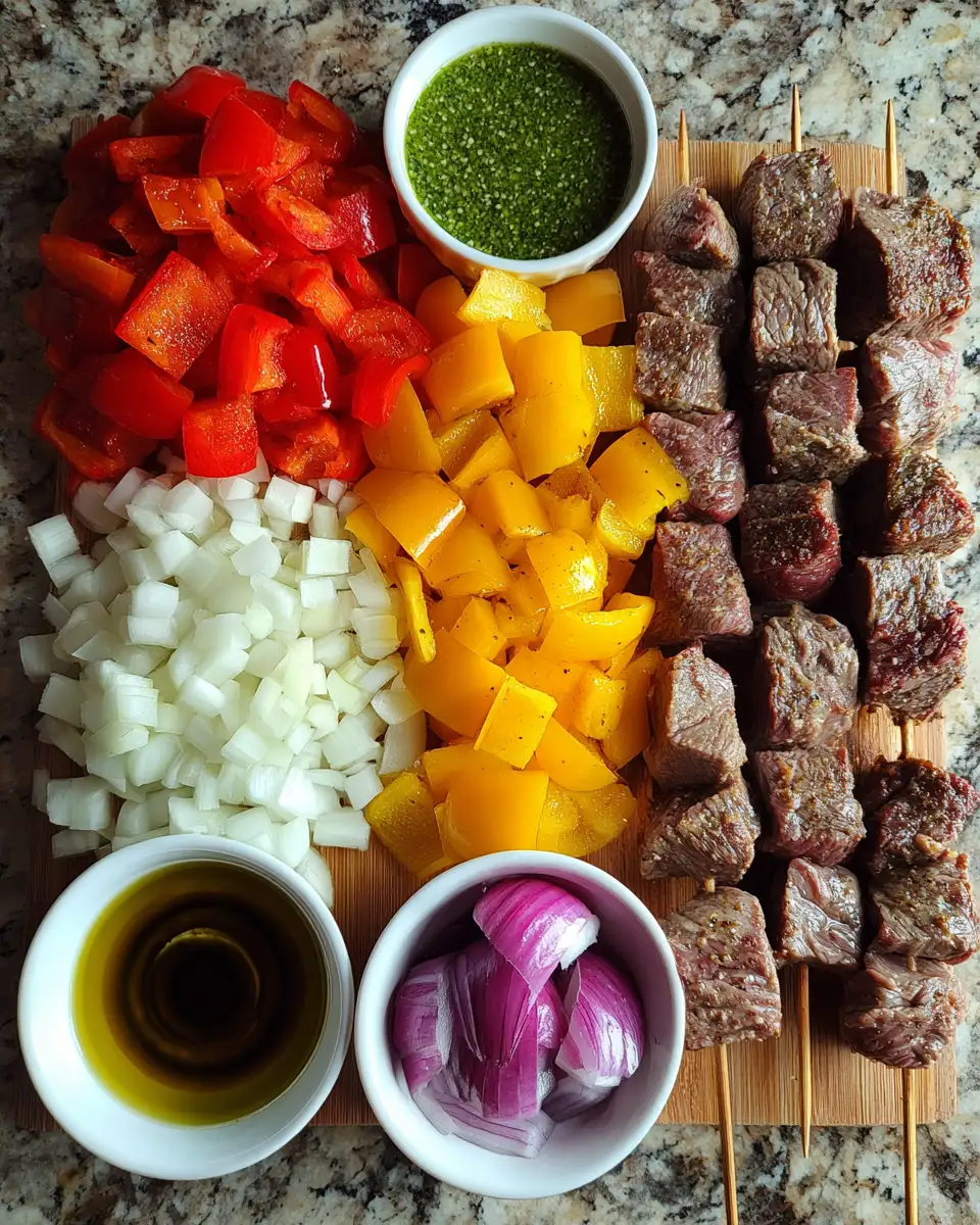 Ingredients for Sizzle and Spice: Grilled Garlic Steak Kabobs with Chimichurri Magic