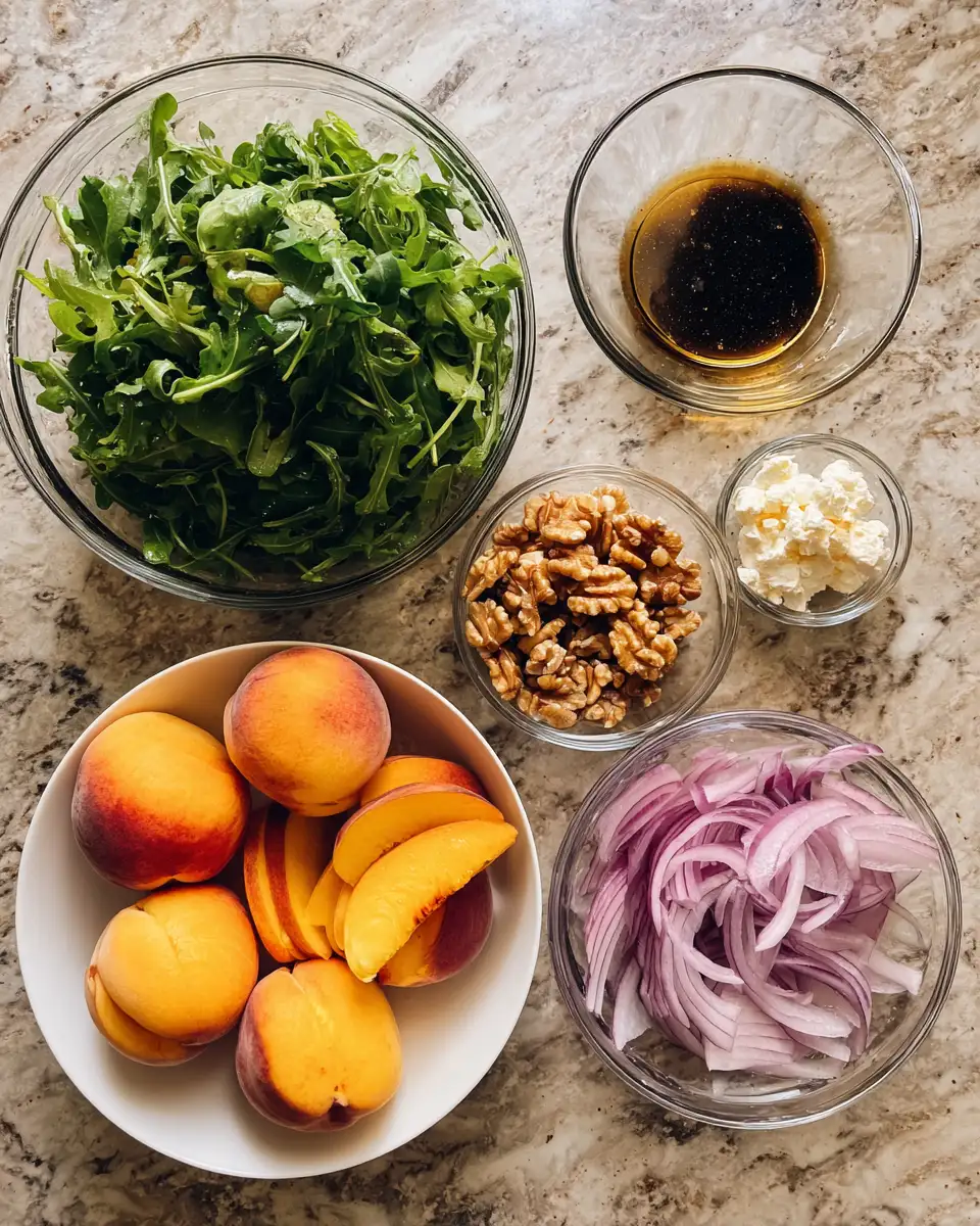 Ingredients for Sizzle and Sweetness Unite in Our Ultimate Grilled Peach Salad