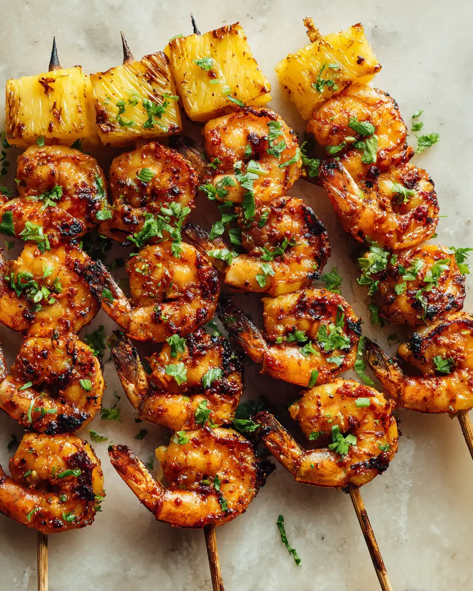 Final dish - Tantalize Your Taste Buds with Grilled Pineapple Shrimp Skewers