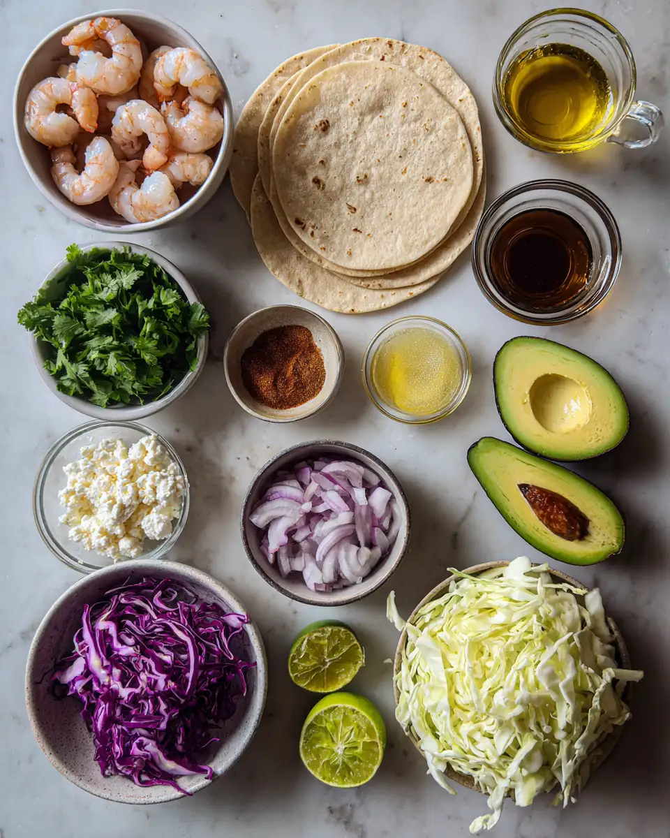 Ingredients for Zesty Honey Lime Shrimp Tacos: A Flavor Fiesta for Your Taste Buds