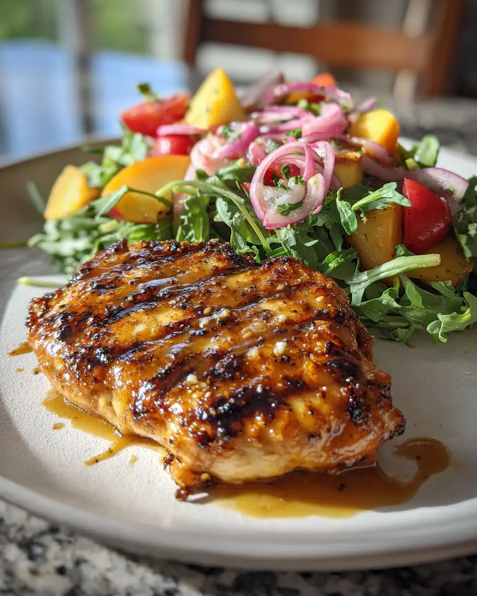 Final dish - Sweet Summer Delight: Honey Mustard Chicken with Peach Salad