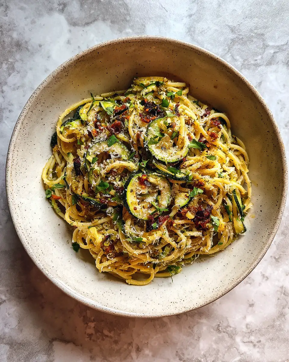 Final dish - Zesty Lemon Parmesan Zucchini Pasta: A Fresh Twist on a Classic