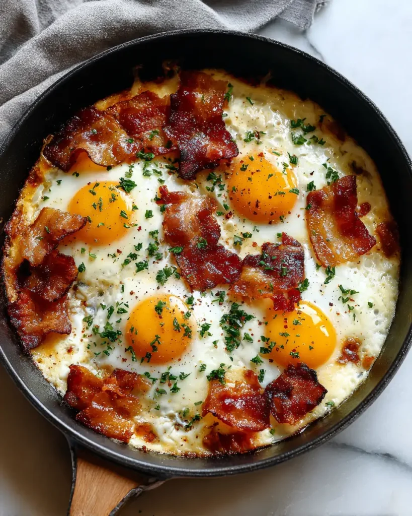 Sizzling Start: Loaded Breakfast Skillet with Eggs & Bacon - Featured Image