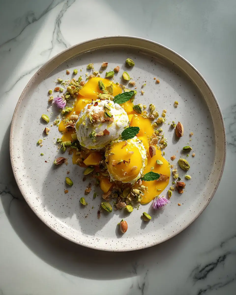 Final dish - Tropical Bliss: Dive into the Creamy Delight of Mango Pistachio Ice Cream