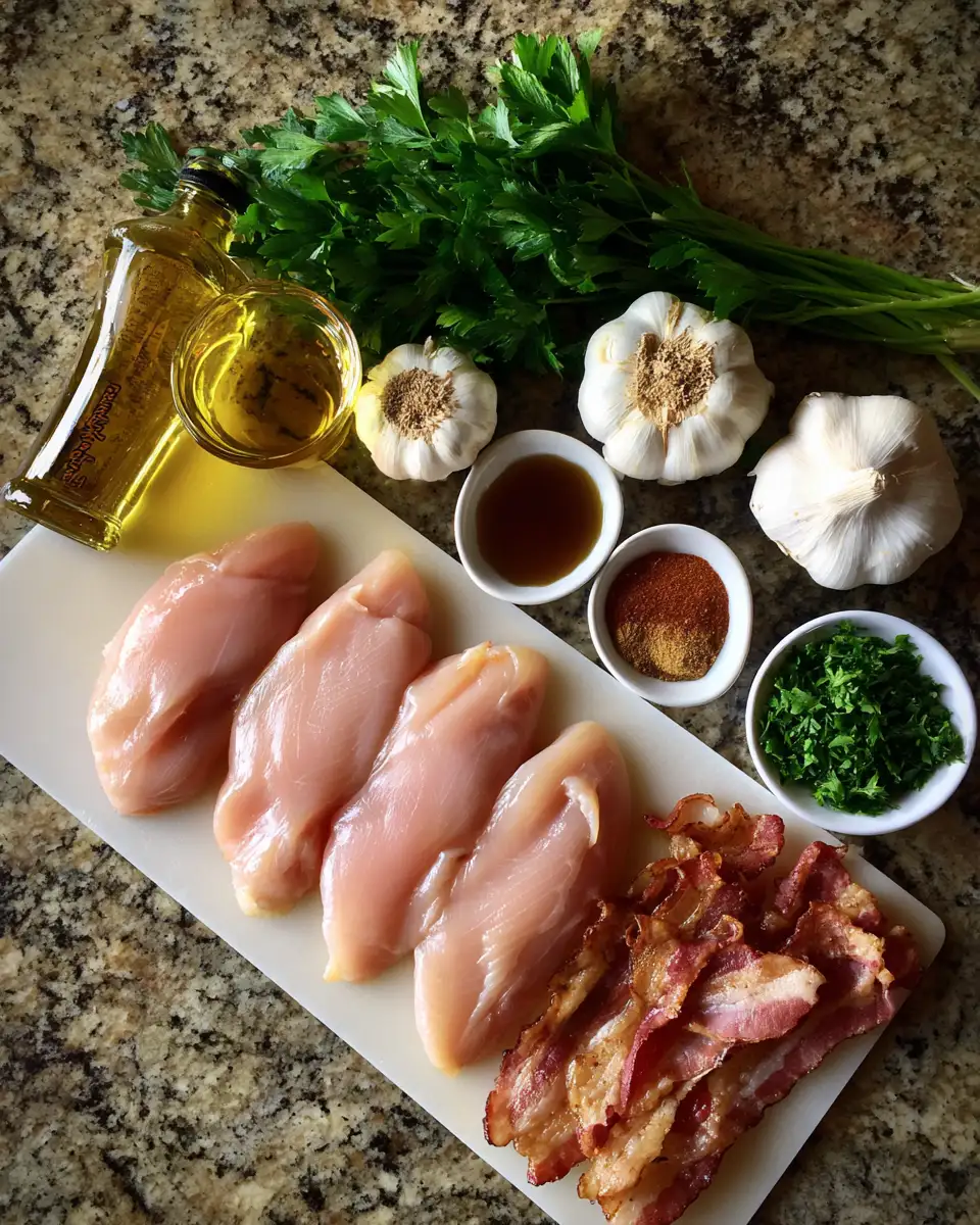 Ingredients for Sizzling Maple Garlic Bacon Chicken Delight
