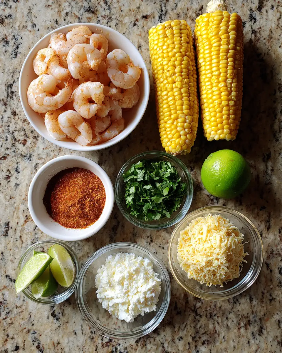 Ingredients for Savor the Flavor Fiesta: Mexican Street Corn and Shrimp Delight