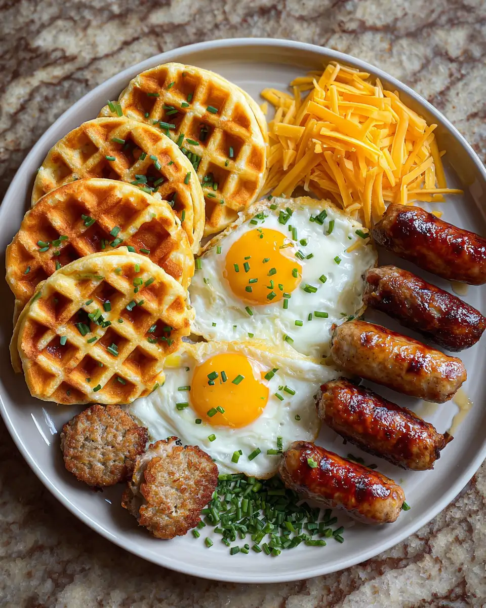 Ingredients for Breakfast Bliss: Mini Sausage and Egg Waffle Tacos Delight