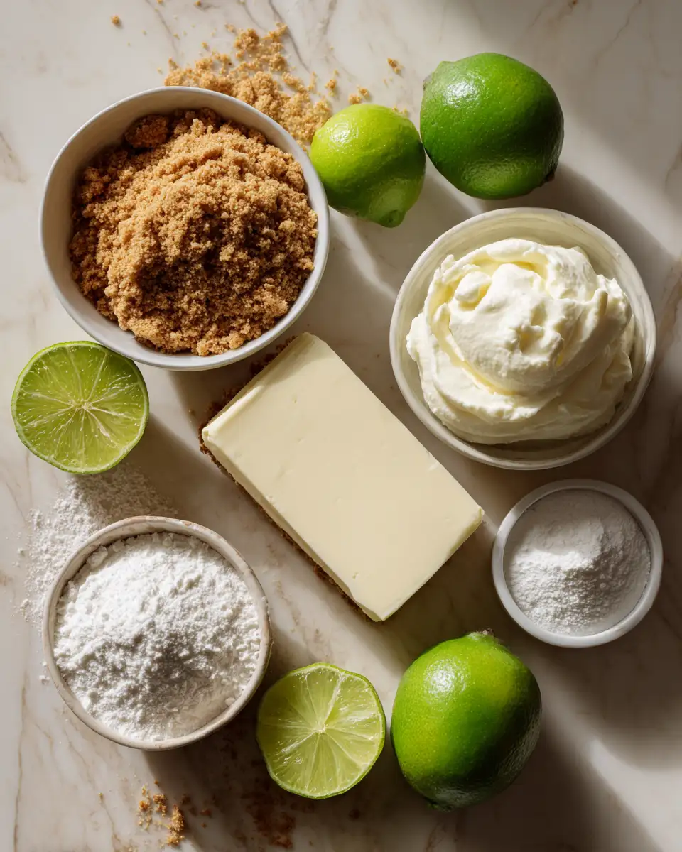 Ingredients for Sweet and Tangy Delight: No-Bake Key Lime Cheesecake Magic