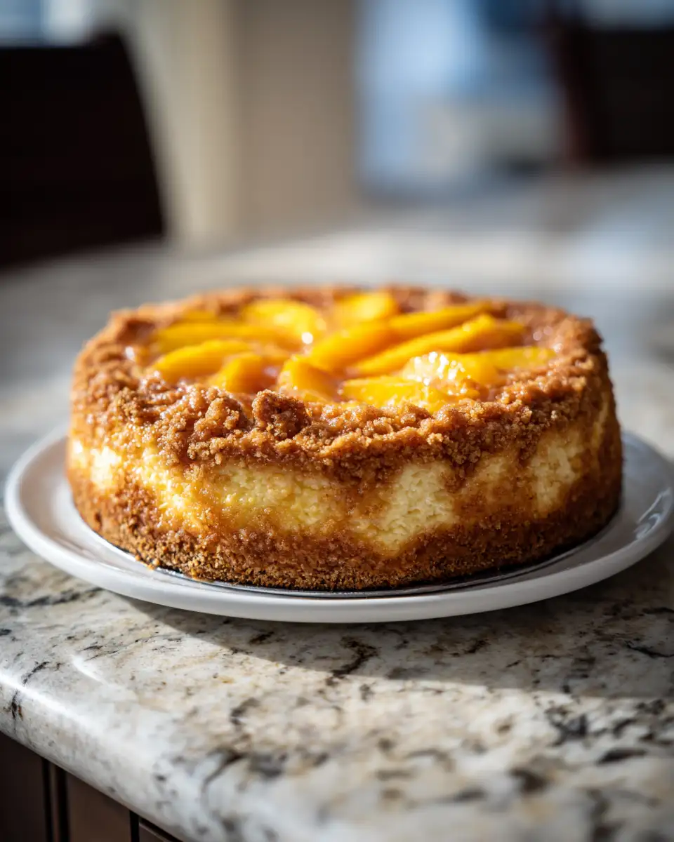 Final dish - Irresistible Peach Cobbler Cheesecake Delight