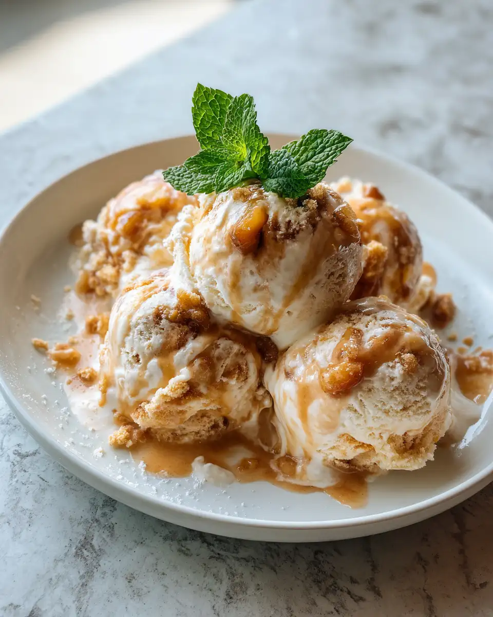 Final dish - Scoops of Bliss: Dive into Peach Cobbler Ice Cream Delight