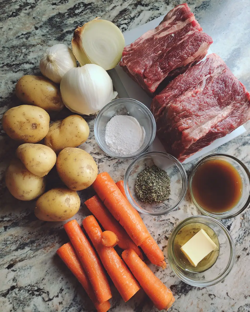 Ingredients for Melt-in-Your-Mouth Slow Cooker Beef Pot Roast Magic