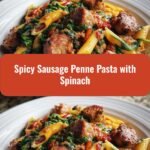 Savor the Heat: Spicy Sausage Penne Pasta with Spinach Delight