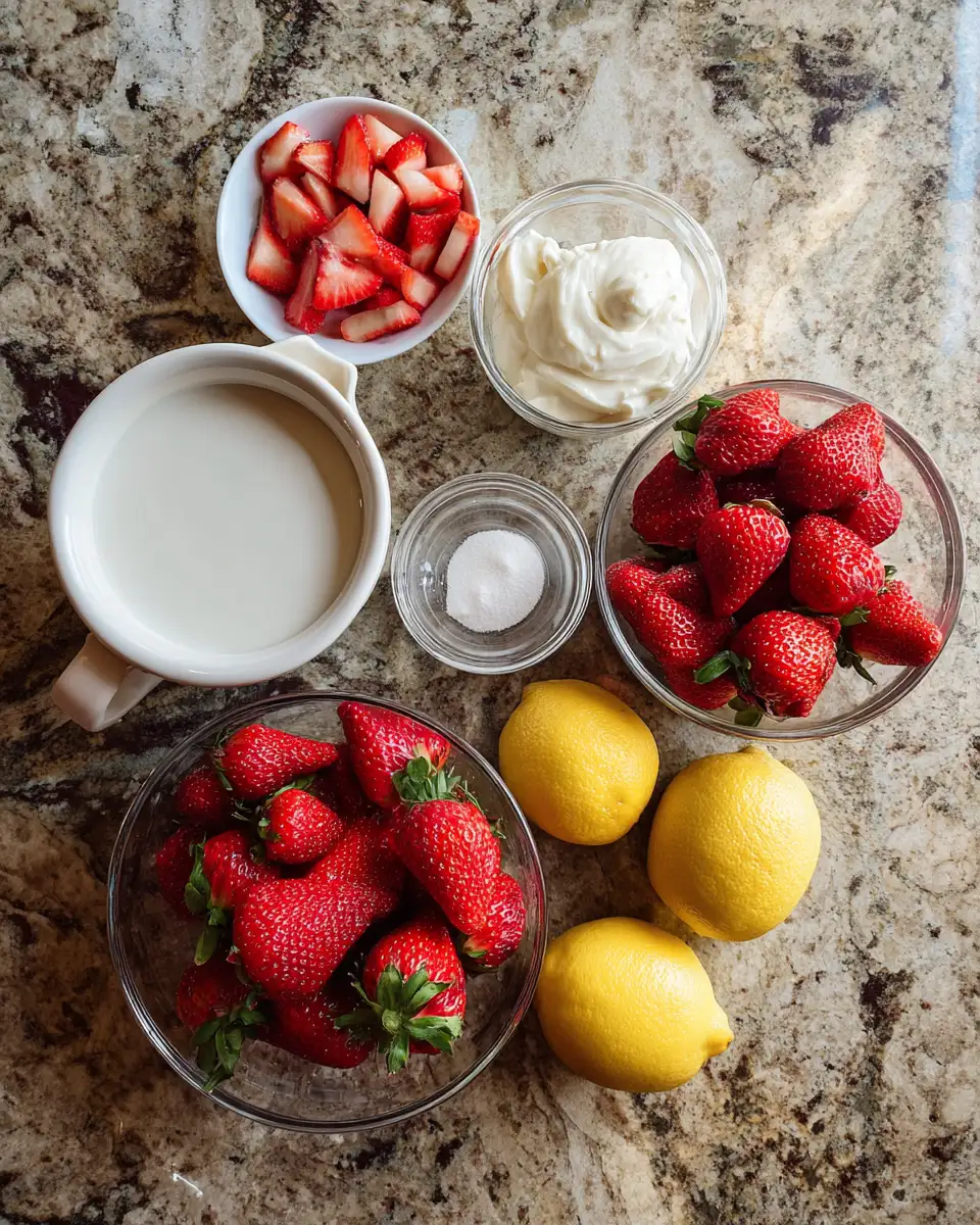 Ingredients for Indulge in Summer Bliss with Homemade Strawberries and Cream Ice Cream