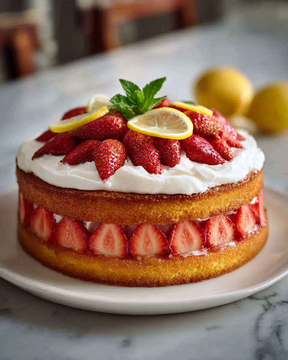Final dish - Sweet and Zesty Bliss Strawberry Lemonade Cake Recipe
