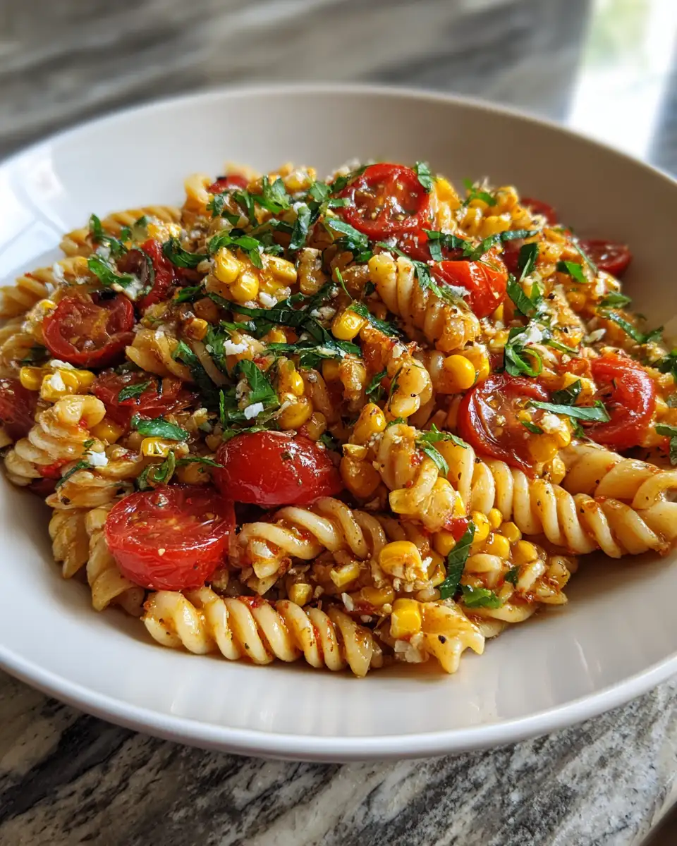 Final dish - Zesty Street Corn Pasta Salad: A Flavor Fiesta in Every Bite