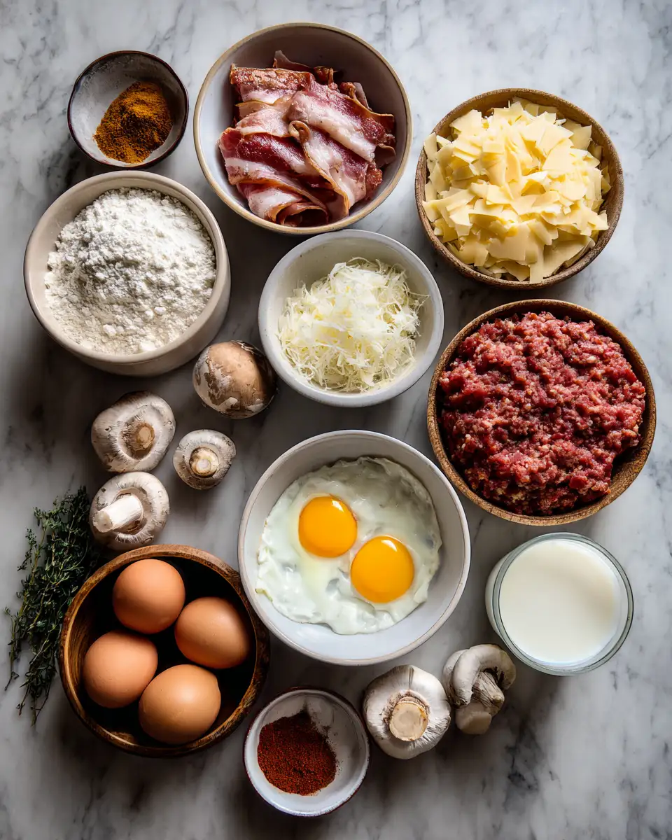 Ingredients for Savor the Ultimate Comfort: Swiss Bacon Mushroom Meatloaf Delight