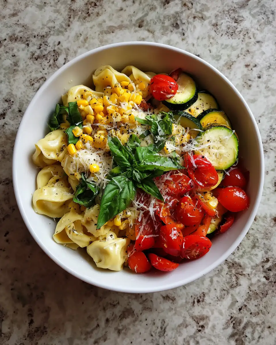 Ingredients for Sunshine in a Bowl: Tortellini with Summer Veggies Delight