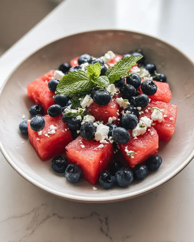 Refreshing Summer Delight Watermelon Blueberry Feta Salad - Featured Image
