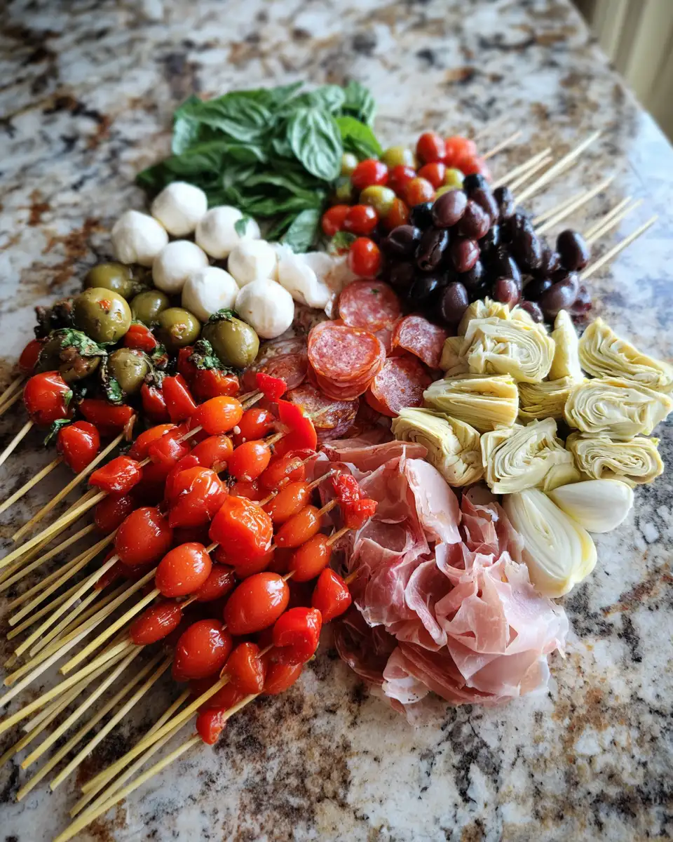 Ingredients for Delight Your Taste Buds with Irresistible Antipasto Skewers